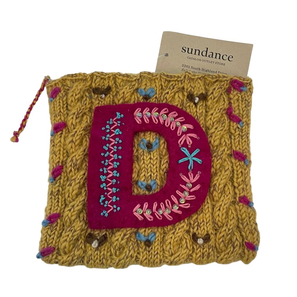 NWT Sundance Letter Pouch Monogram D Embroidered